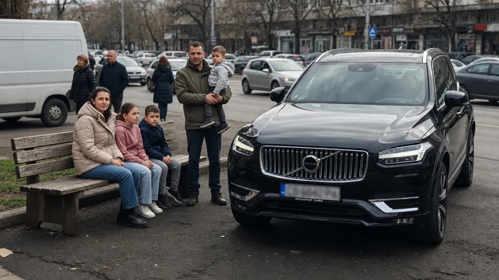 Семейство до Volvo XC90 с рамка за регистрационен номер Diplomat Cars в София